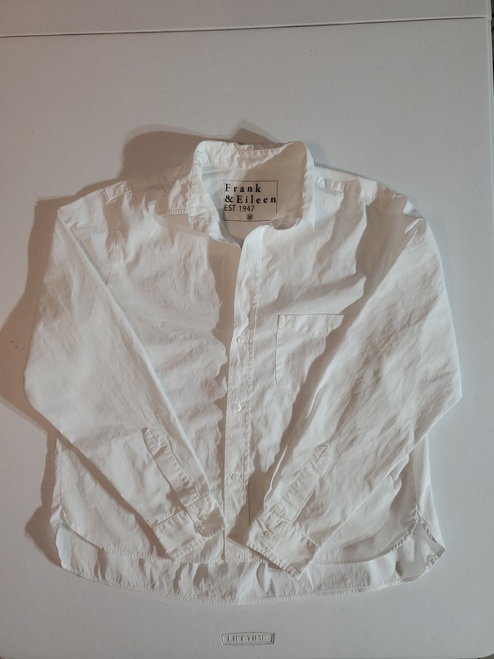 Frank & Eileen Med White Cotton Long Sleeve Button-Up Shirt